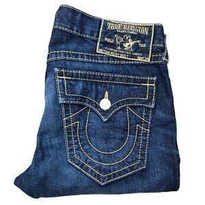 Vintage True Religion Jeans Size 36 RICKY BIG T RARE Brown Stitch